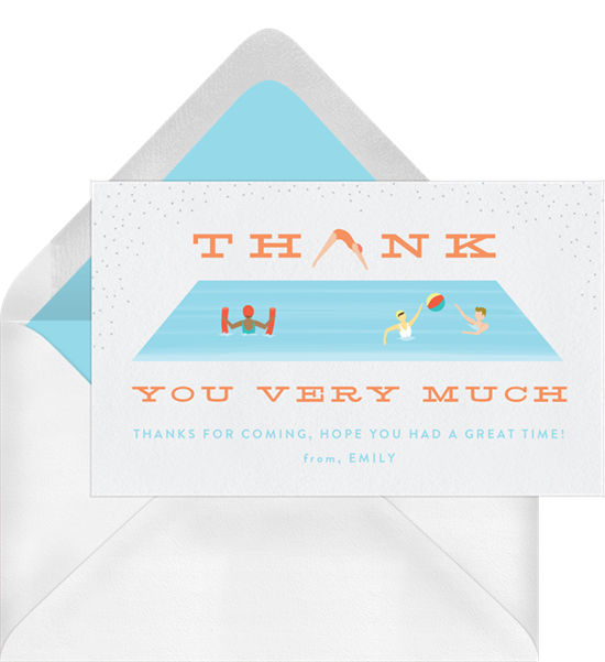 Thank you card ideas: a swimming pool-themed thank you card