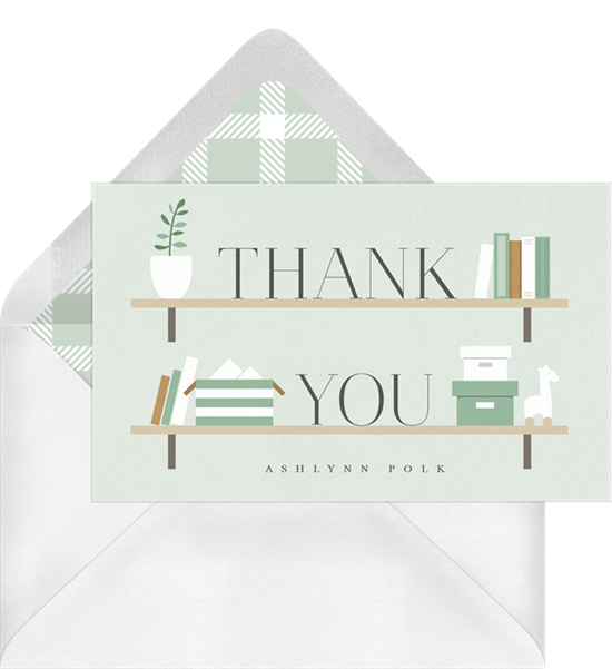 Stock the Shelves baby shower thank you cards