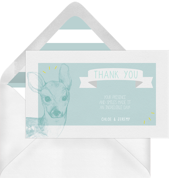Sweet Baby Deer baby shower thank you cards