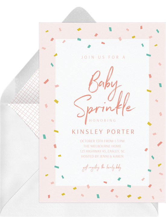 Baby's name store on shower invitation