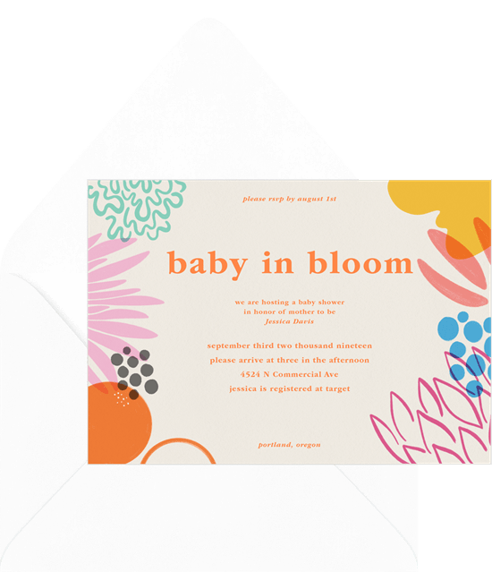 Baby shower invitation wording: Baby In Bloom 