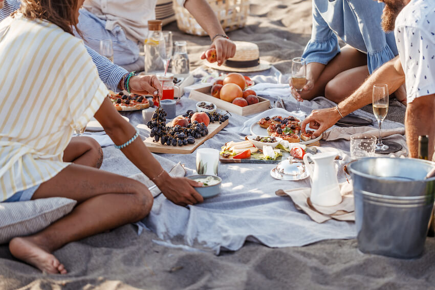 People having a picnic at a beach