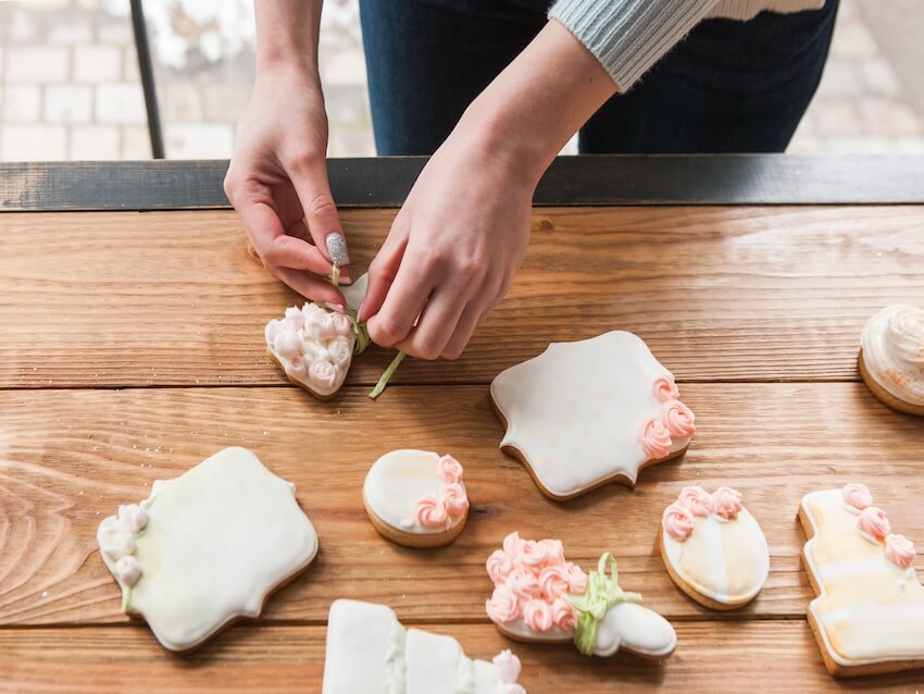 Person making wedding cookies