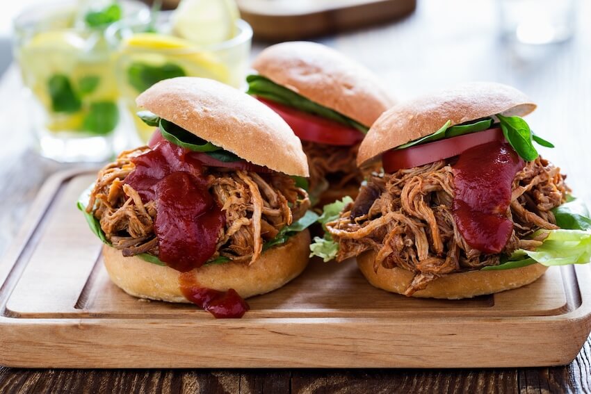 Derby party ideas: pulled pork burgers with vegetables