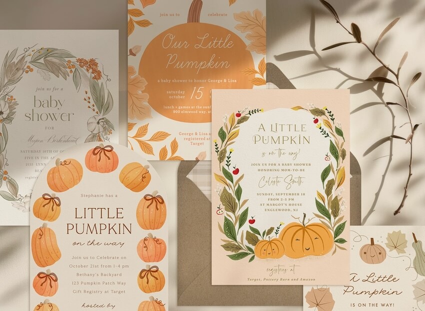 Pumpkin baby shower invitations