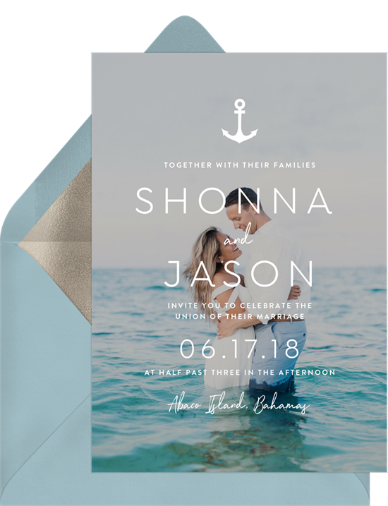 Beach wedding invitations: the Seaside Nuptials invitation design from Greenvelope