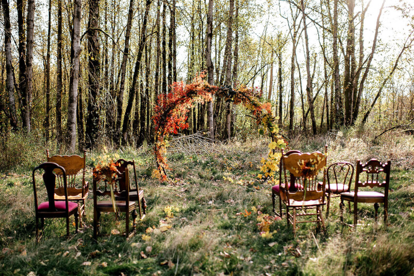 seasonal fall wedding ceremony backdrop