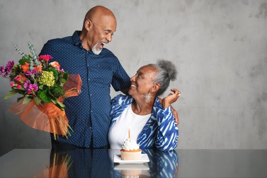 Senior couple celebrating their anniversary