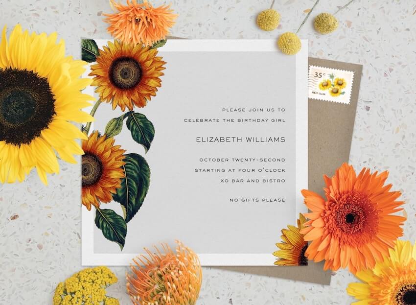 Happy birthday sunflowers: sunflower themed birthday invitation