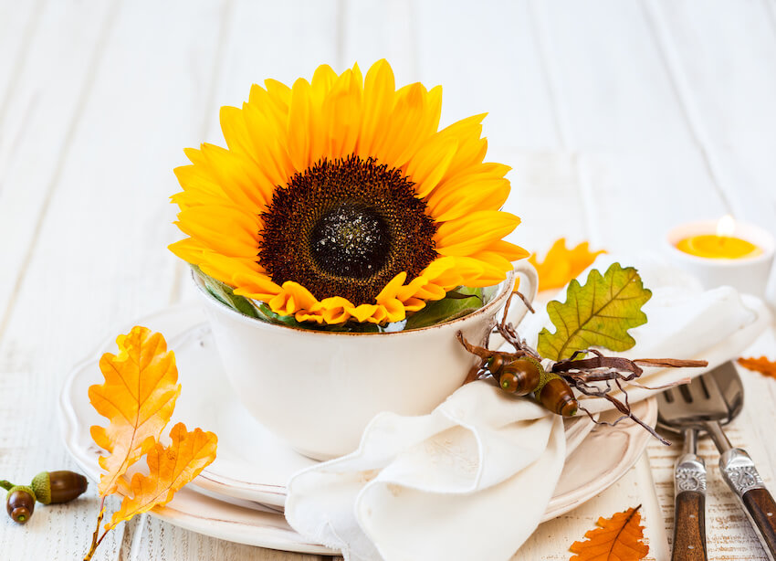 Sunflower themed table setting