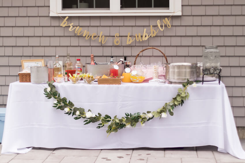 Wedding shower: table with drinks and food