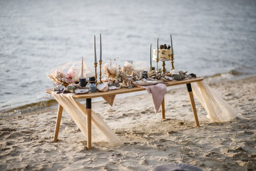 Beach theme table decor  Beach themed party, Beach theme wedding