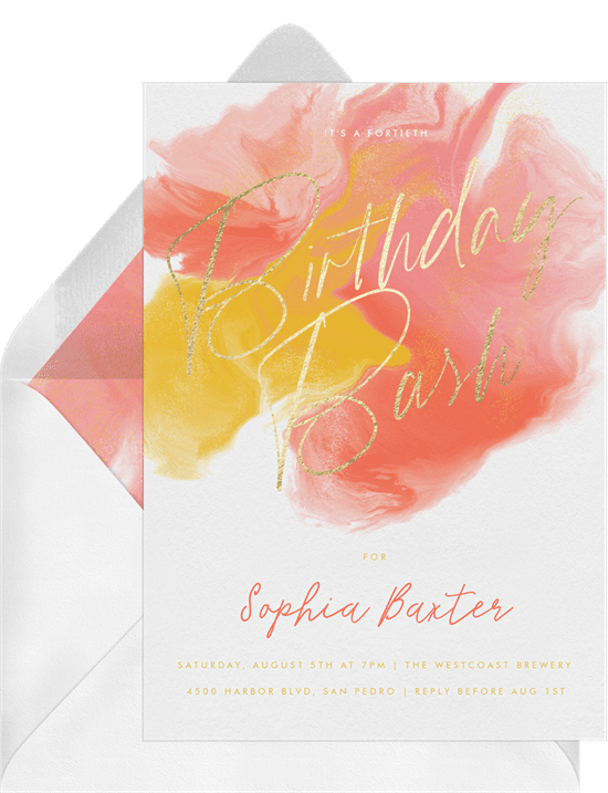 text message invitations: Two Tone Watercolor Invitation by Greenvelope