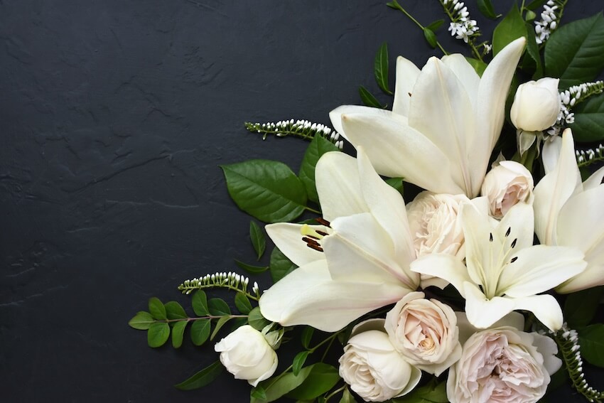 Sympathy messages for loss of husband: various white flowers