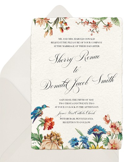 Greenvelope's Vintage Garden invitation works perfectly for vintage wedding themes