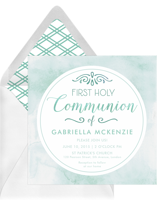 The Watercolor First Communion Invitations from Greenvelope