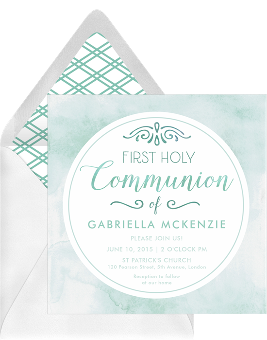 The Watercolor First Communion Invitations from Greenvelope