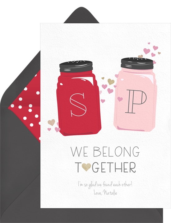 We Belong Together Salt and Pepper Valentine's Card from Greenvelope