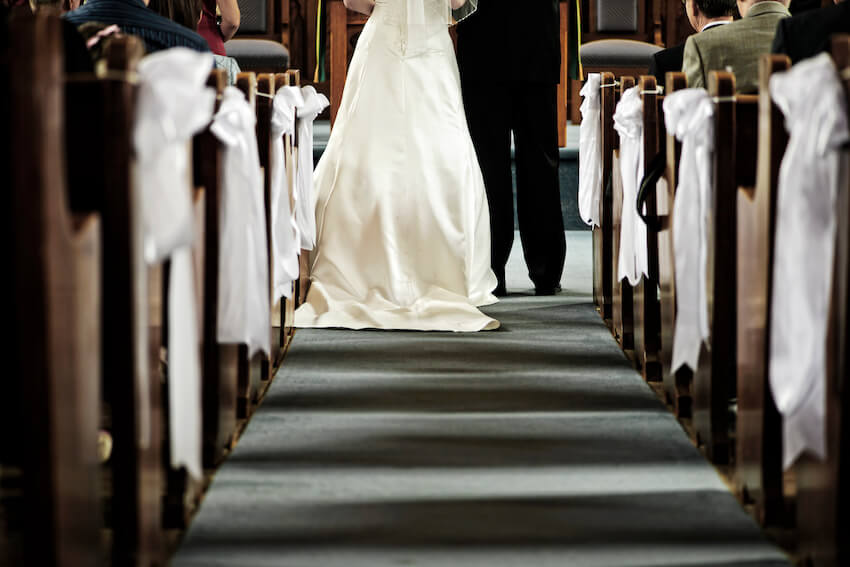 All black wedding: wedding at a church