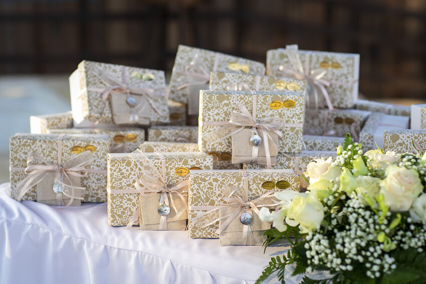 Wedding gifts on a table