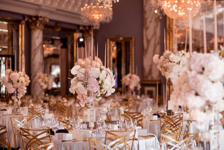 Wedding table decorations: wedding reception venue