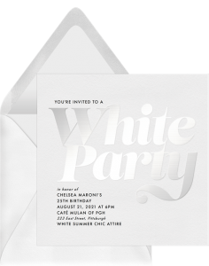 Labor Day party idea: White Summer Chic Invitation from Greenvelope