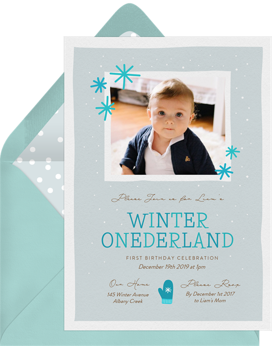1st birthday invitations: the Winter Onederland invitation design from Greenvelope