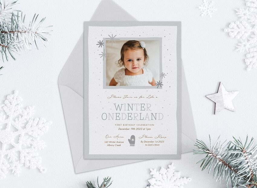Winter onederland party invitation