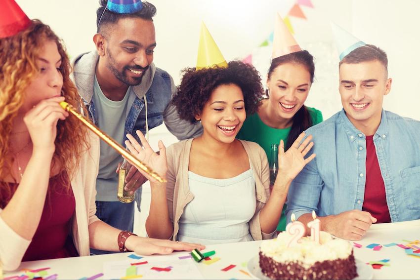 Woman celebrating her birthday with friends