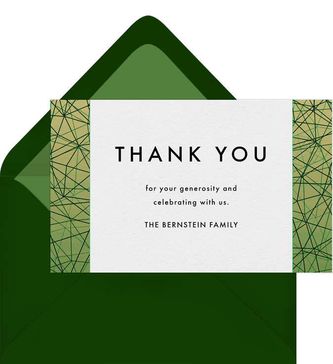 Abstract Lattice Thank You Notes In Green Greenvelope Com