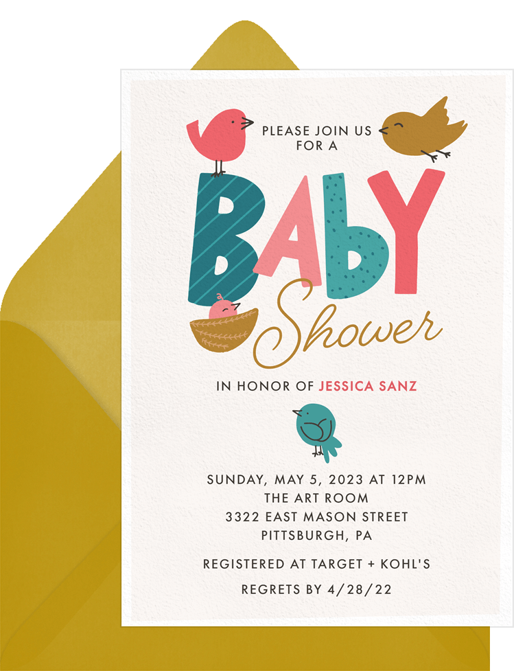 Baby Birds Invitations in Pink