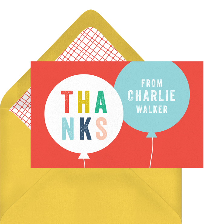 Balloon Bunch Thank You Notes in Pink