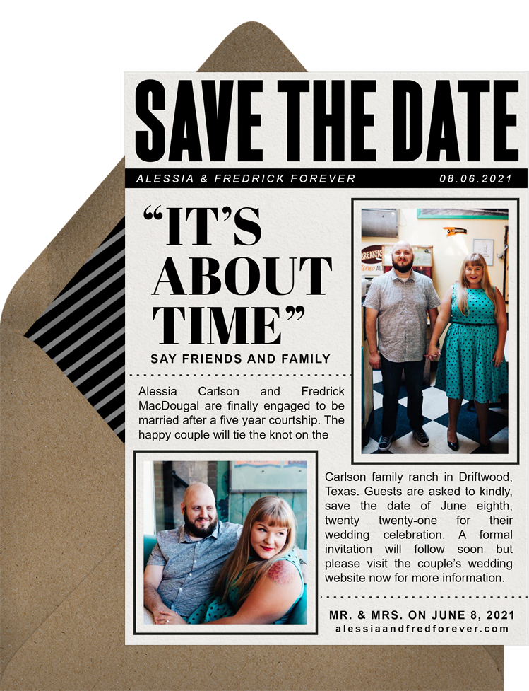 Big News Save The Dates In White Greenvelope Com