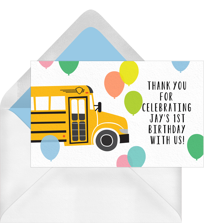 Big Yellow Bus Thank You Notes in Yellow | Greenvelope.com