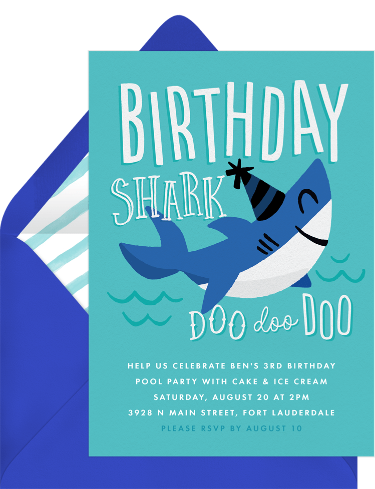 Birthday Shark Invitations Greenvelope com