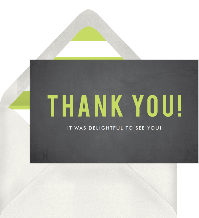 Blackboard Bash Thank You Notes In Green Greenvelope Com