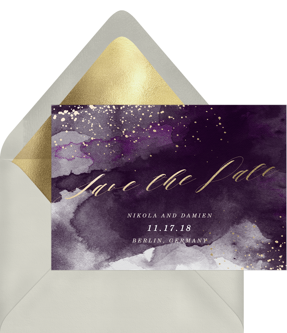 Blended Colors Save The Dates In Purple Greenvelope Com