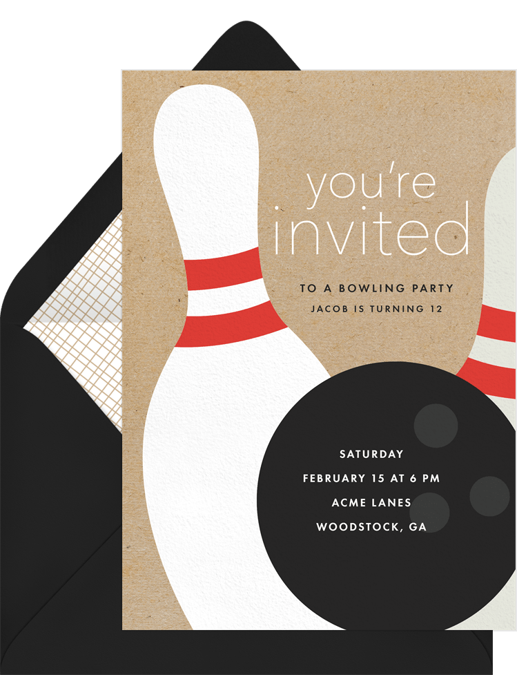 Bowling Party Invitations in Brown | Greenvelope.com