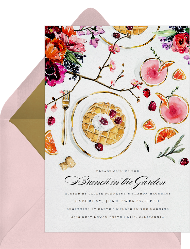 Brunch Blooms Invitations in Pink