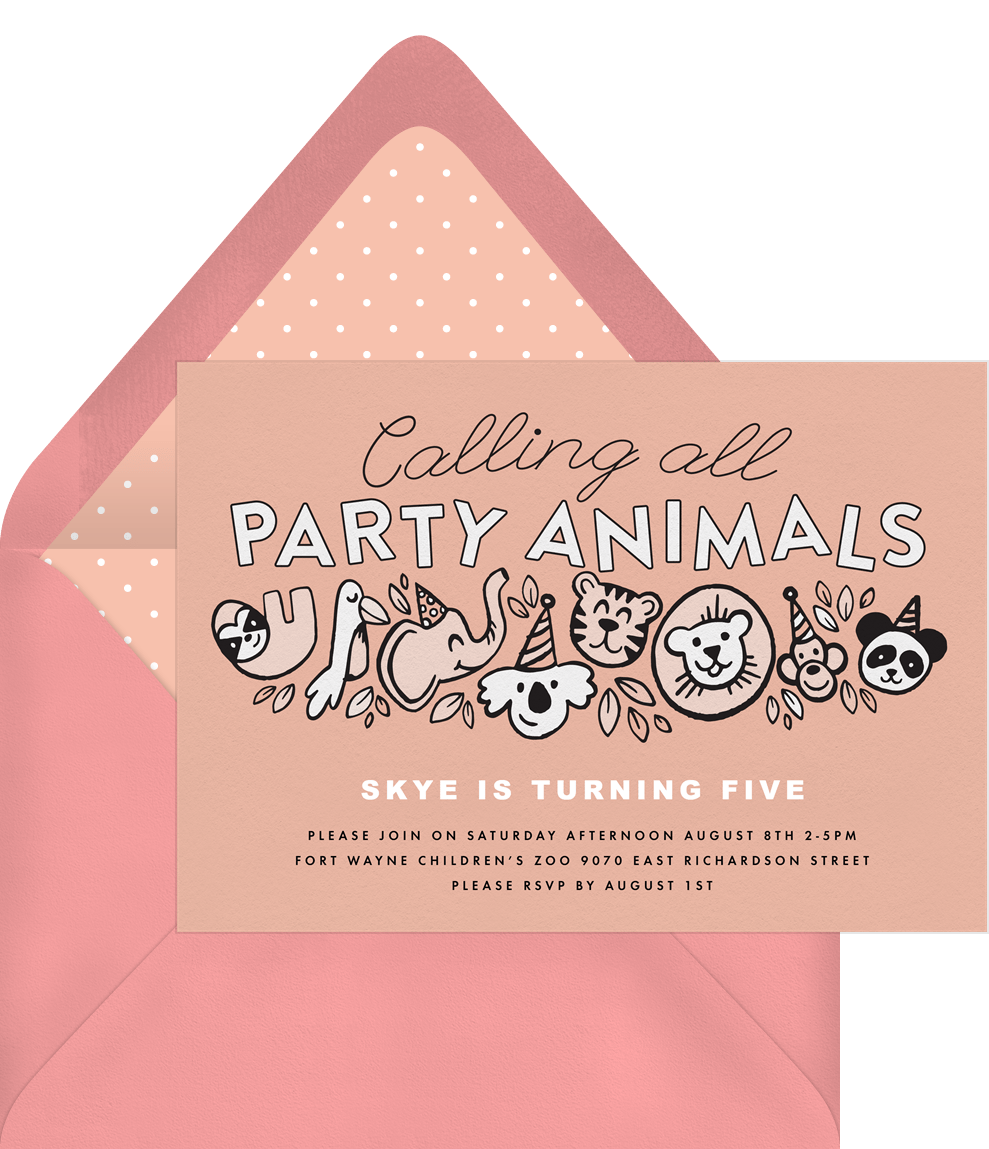 Calling All Party Animals Invitations 