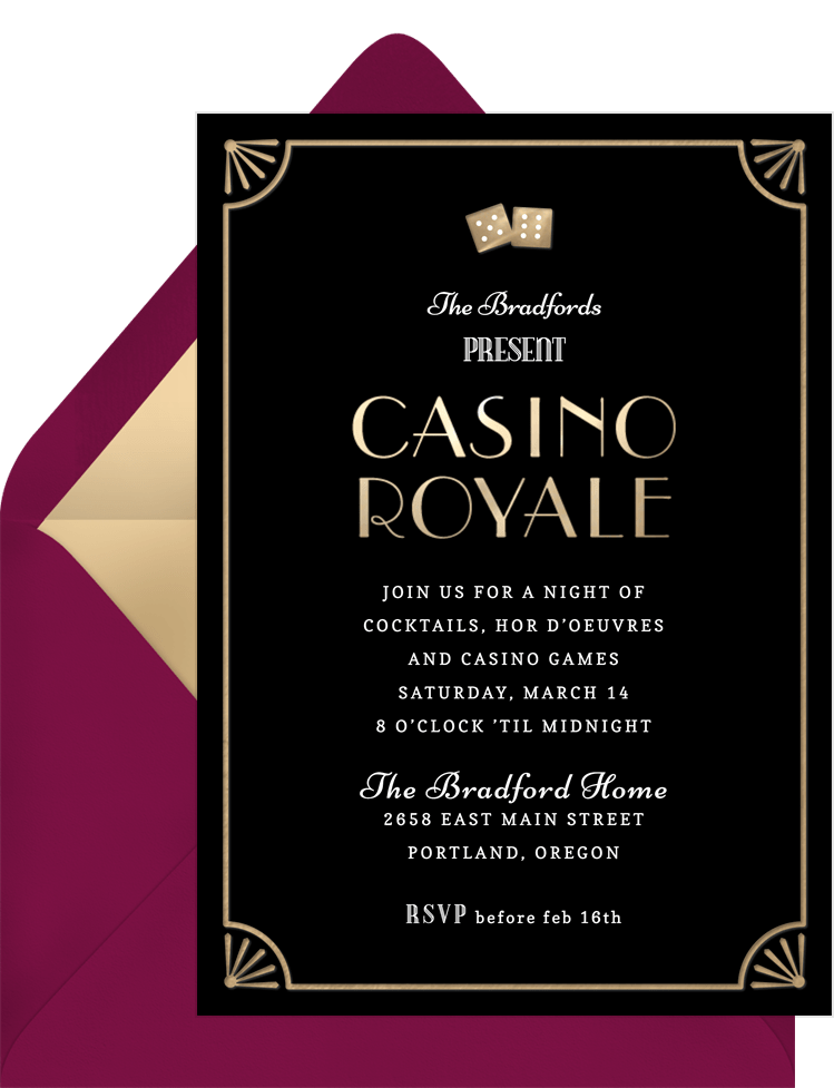 Casino Royale Invitations in Creme Greenvelope com