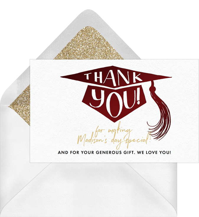 Celebrating The Grad Thank You Notes in Red | Greenvelope.com