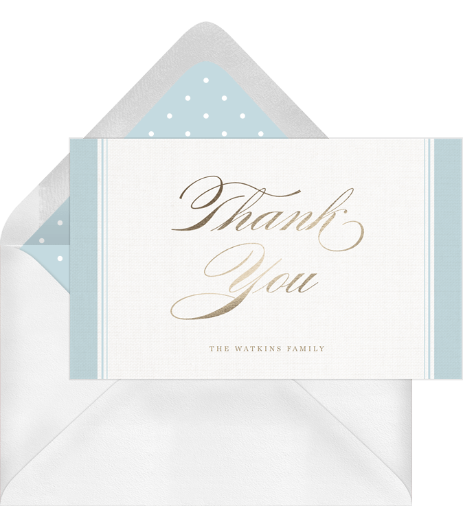 Classic Baby Shower Thank You Notes in Purple