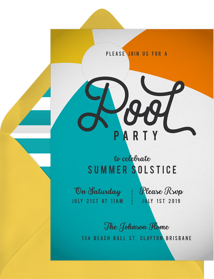 Classic Beach Ball Invitations in Purple | Greenvelope.com