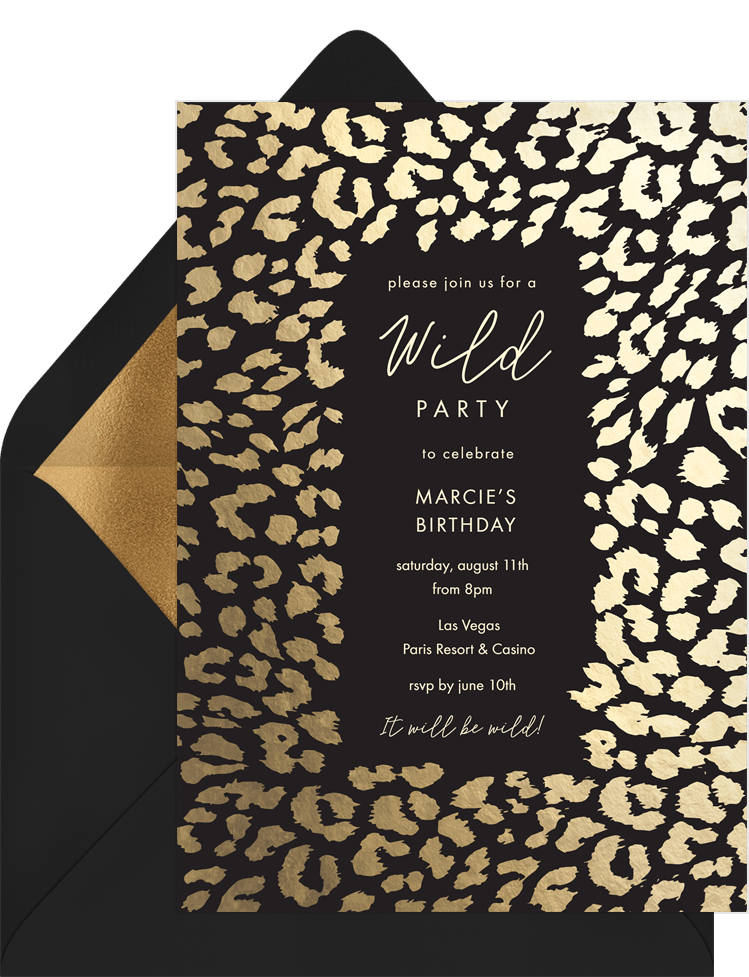 Classic Cheetah Print Invitations in Gold