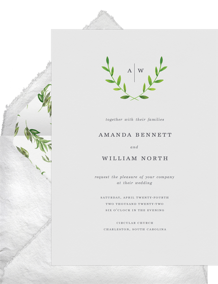 Classic Laurel Invitations | Greenvelope.com