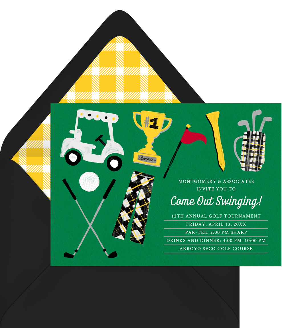 Come Out Swinging Invitations In Green Greenvelope