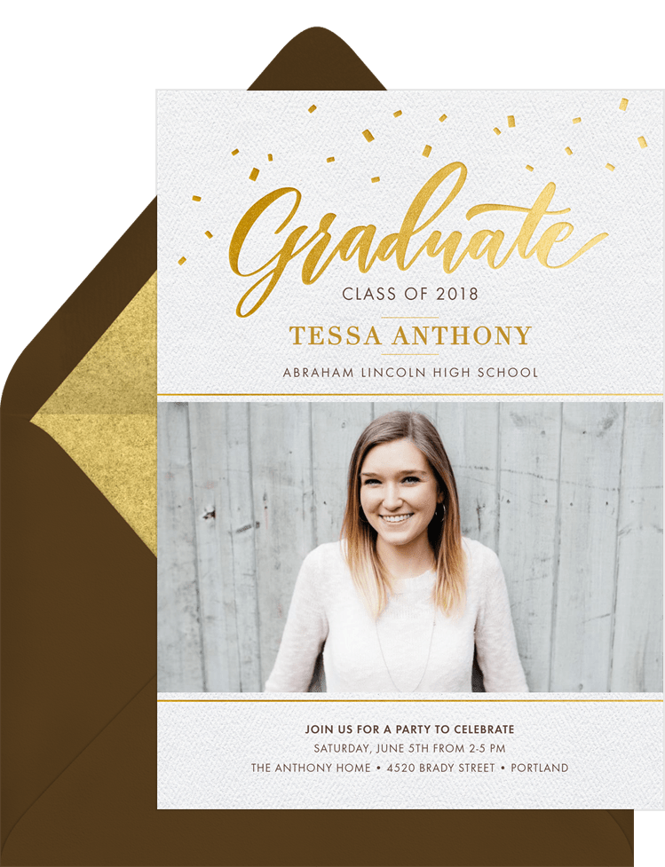 Confetti Graduate Invitations in Blue | Greenvelope.com