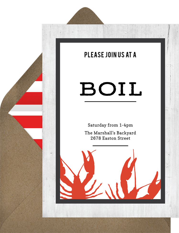 Crawfish Boil Invitations in Red