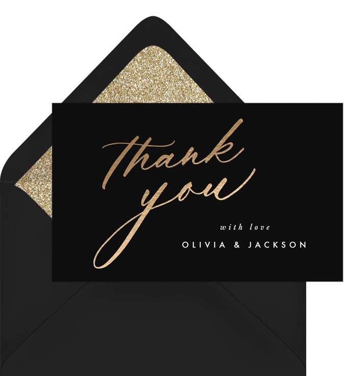 Cursive Wedding Thank You Notes in Creme